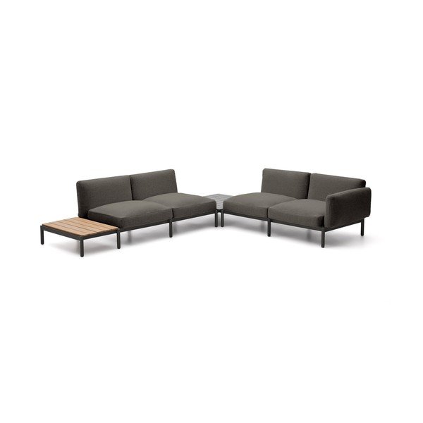 Tamno siva podstavljena vrtna sofa (u obliku slova L) Sorells – Kave Home