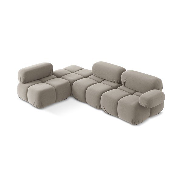 Bež baršunasti kutna garnitura (s lijevim kutom) Lokua – Makamii-image-1