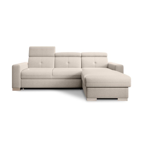 Bež sklopiva/s prostorom za odlaganje kutna garnitura (s desnim kutom/s ležaljkom) Fresia – ELTAP