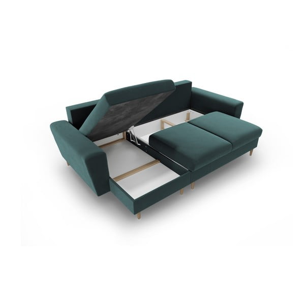 Petrolej zelena baršunasti sklopiva/s prostorom za odlaganje kutna garnitura Kyoto – Cosmopolitan Design-image-3