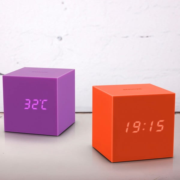 Ljubičasta LED budilica Gingko Gravity Cube-image-1