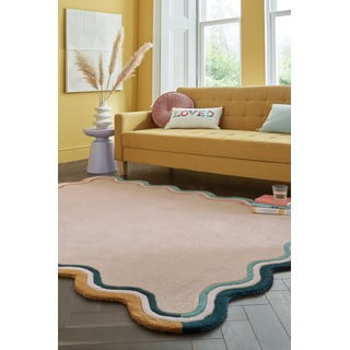 Krem ručno rađen vunen tepih 120x170 cm Leo Scallop – Flair Rugs