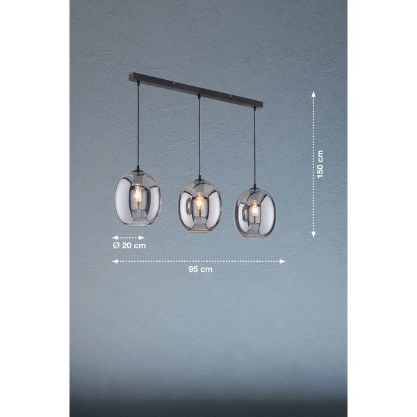 Crna viseća svjetiljka sa staklenim sjenilom Nayla – Fischer & Honsel-image-2