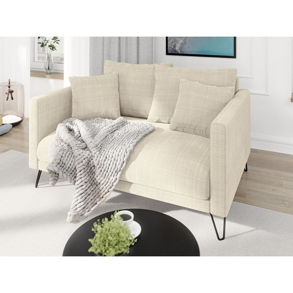 Krem sofa od šenila 140 cm Freya – Ropez-image-3