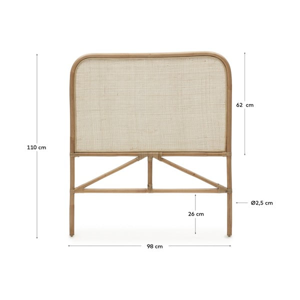 Uzglavlje od ratana u prirodnoj boji 98x110 cm Quiterie - Kave Home-image-2