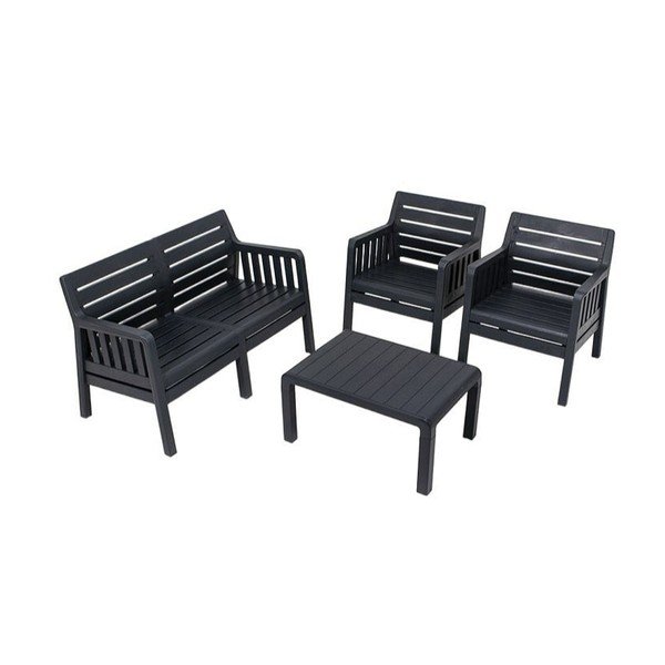 Antracitno siva vrtna garnitura za 4 osobe Lara – Floriane Garden