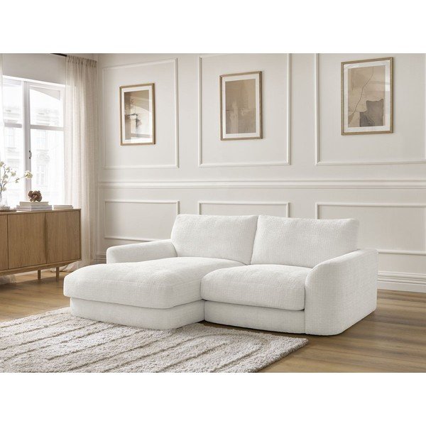 Bijela kutna garnitura od šenila (s lijevim kutom/s ležaljkom) Leonore – Bobochic Paris-image-4