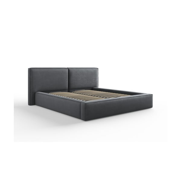 Tamno sivi tapecirani bračni krevet s prostorom za pohranu s podnicom 180x200 cm Arendal – Cosmopolitan Design