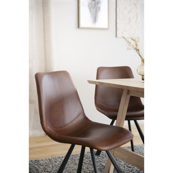 Smeđa blagovaonska stolica s crnim nogama Rowico Alpha-image-2