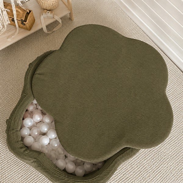 Kaki zeleni bazen s lopticama od samta ø 90 cm visina 30 cm – Meowbaby-image-1