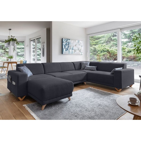 Antracitno siva sklopiva/s prostorom za odlaganje kutna garnitura (s desnim kutom/u obliku slova "U") Classy Sophie – Miuform-image-3