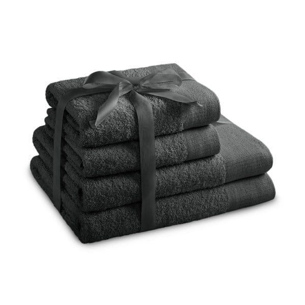 Tamno sivi pamučni set ručnika 4 kom od frotira Amari – Restilo