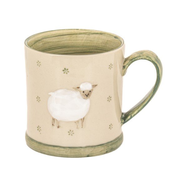 Zelena/bež šalica od kamenine 225 ml Sheep – Sass & Belle