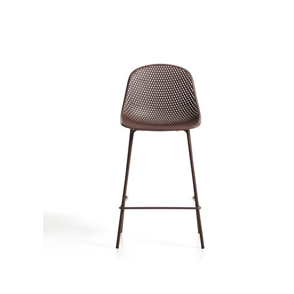 Smeđa metalna/plastična vrtna barska stolica Quinby – Kave Home-image-3