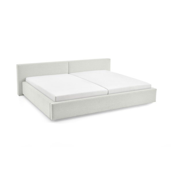 Bijeli tapecirani bračni krevet s prostorom za odlaganje s podnicom 200x240 cm Cube – Meise Möbel-image-4