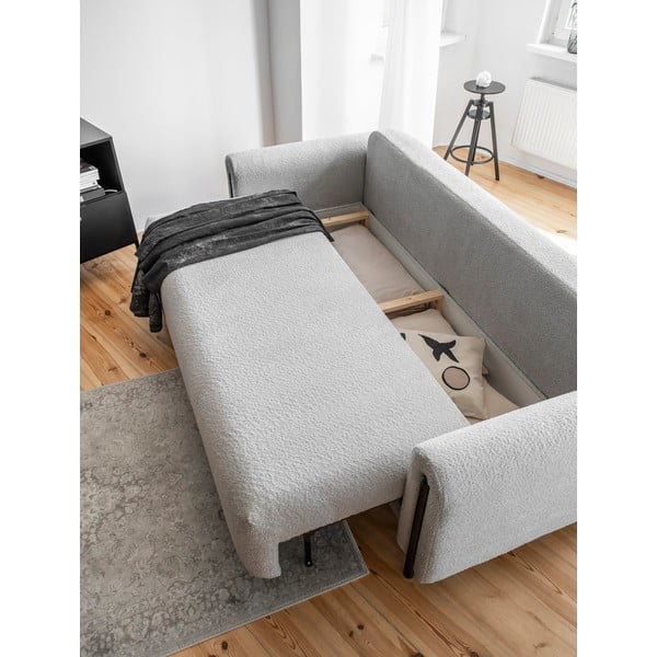 Svijetlo siva sklopiva/s prostorom za odlaganje sofa od bouclé tkanine 244 cm Arcadova – ELTAP-image-4
