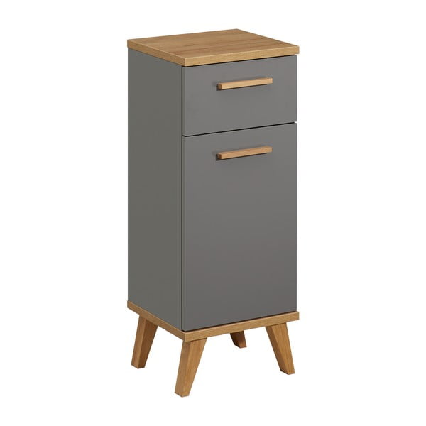 Sivi nizak kupaonski ormarić u dekoru hrasta 35,5x89,5 cm Quickset 924 – Pelipal