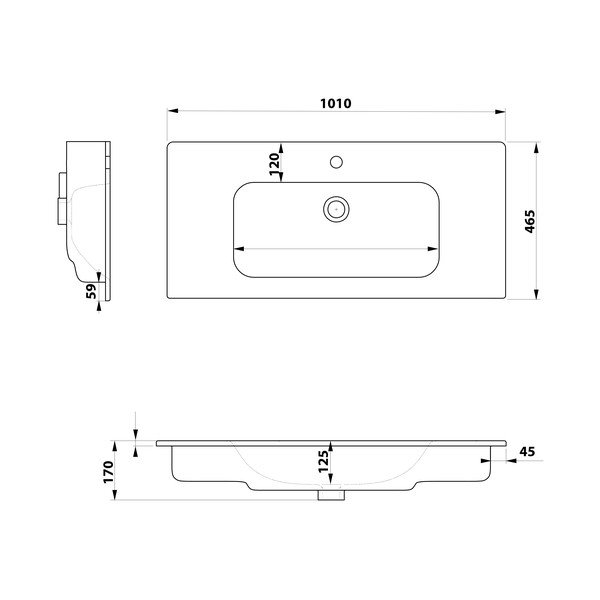 Bijeli keramički umivaonik 101x46,5 cm Piedra – Sapho-image-3