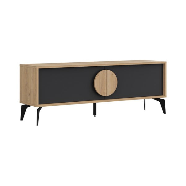 Crna/u prirodnoj boji TV komoda u dekoru hrasta 140x51 cm Vae – Marckeric-image-2