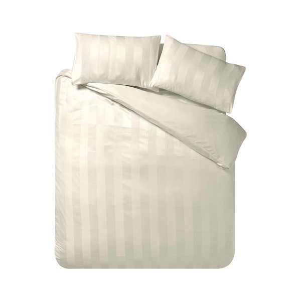 Krem satenska posteljina za krevet za jednu osobu 135x200 cm So Soft Satin Stripe – Catherine Lansfield