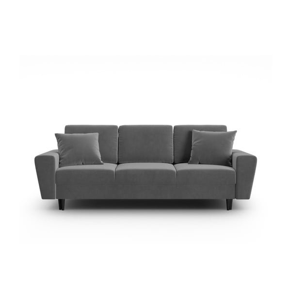 Svijetlo siva baršunasti sklopiva/s prostorom za odlaganje sofa 235 cm Kyoto – Cosmopolitan Design