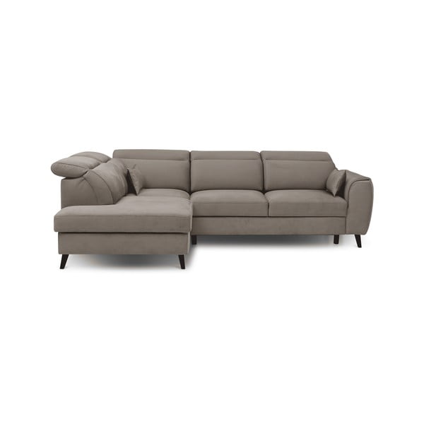 Bež baršunasti sklopiva/s prostorom za odlaganje kutna garnitura (s lijevim kutom/u obliku slova L) Noble – ELTAP