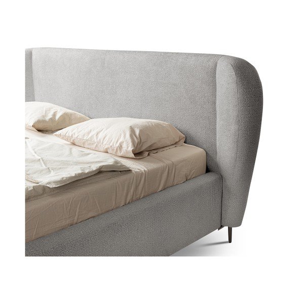 Svijetlo sivi tapecirani bračni krevet s podnicom 140x200 cm Makana – Makamii-image-4