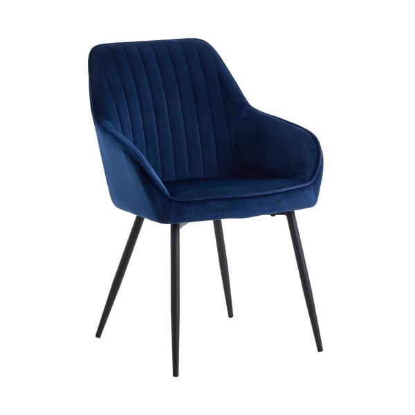 Tamno plave podstavljene blagovaonske stolice u setu s naslonima za ruke 2 kom Nolan Stripe – Unique Furniture