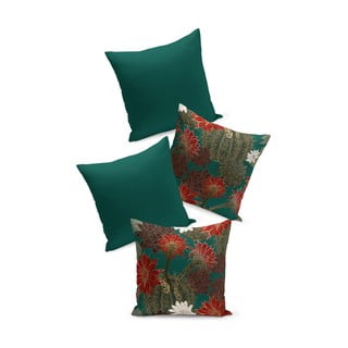 Set od 4 zeleno-crvene jastučnice Kate Louise Tropical, 45 x 45 cm