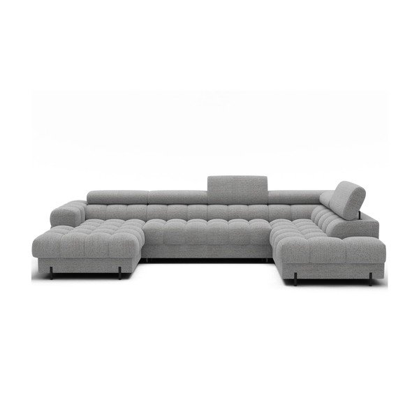 Siva sklopiva kutna garnitura od bouclé tkanine (s desnim kutom/u obliku slova "U") Feraria – ELTAP