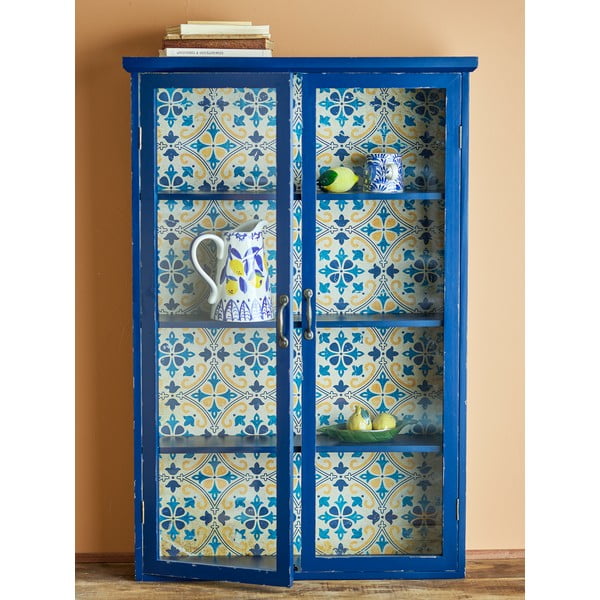 Plava vitrina od masivne jele 81x122x22 cm Hazem – Bloomingville-image-3