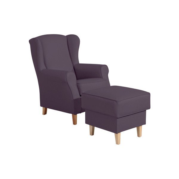 Ljubičasta taburea od imitacije Max Winzer Lorris Leather Violet-image-1