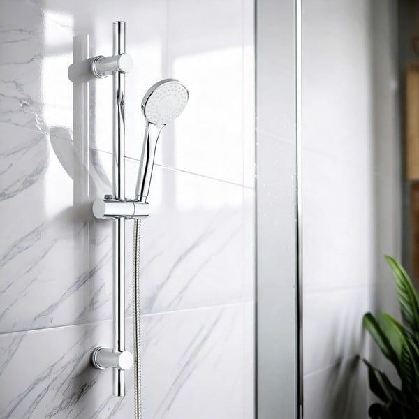 Set za tuš kabinu od nehrđajućeg čelika u srebrnoj boji sa ručnim tušem/s kliznim nosačem 70 cm Uno – Allstar-image-1