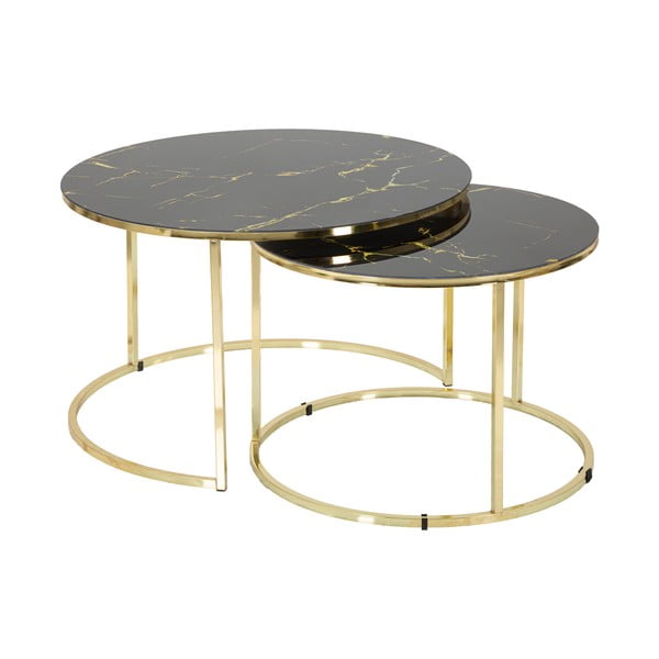 Set od 2 stolića za kavu u crno-zlatnoj boji Mauro Ferretti Simple