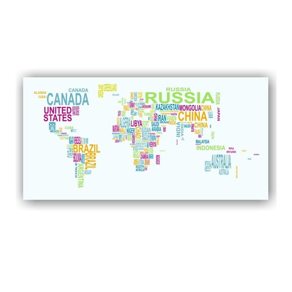 Zidna karta svijeta na platnu Tomasucci Tekstni svijet, 80 x 160 cm