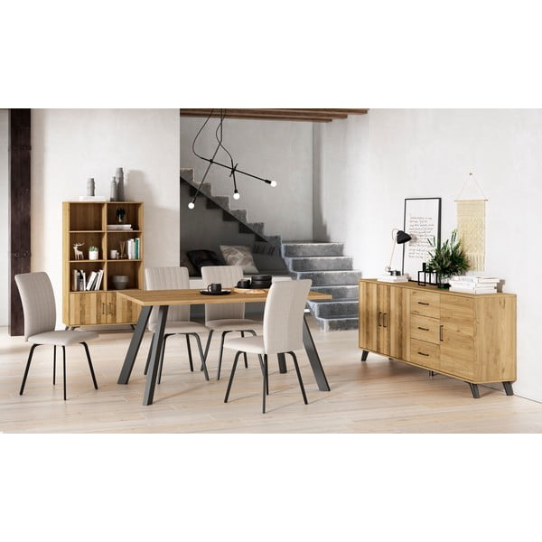 Polica za knjige u dekoru hrasta u prirodnoj boji 92x160 cm Nordic - Marckeric-image-4