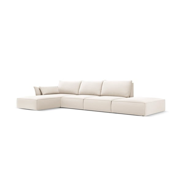 Bež baršunasti kutna garnitura (s lijevim kutom/s ležaljkom) Vanda – Mazzini Sofas-image-2