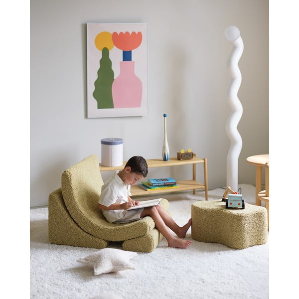 Zelena dječja fotelja od bouclé tkanine Moon – Wigiwama-image-3