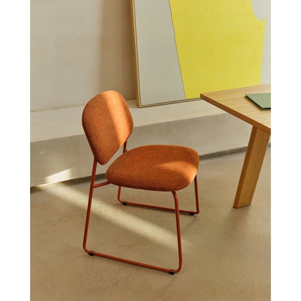 Metalna složiva blagovaonska stolica boja terakote Meli – Kave Home-image-1