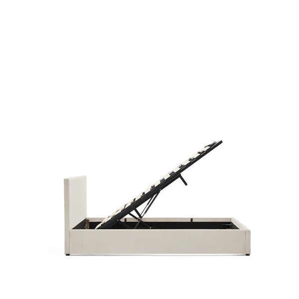 Bež tapecirani bračni krevet s prostorom za odlaganje s podnicom 160x200 cm Nahiri – Kave Home-image-2