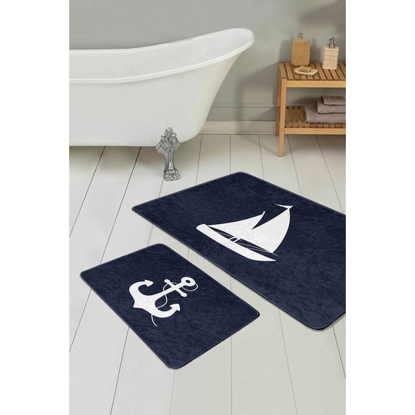 Tamno plave kupaonske prostirke u setu 2 kom 60x100 cm – Mila Home-image-2