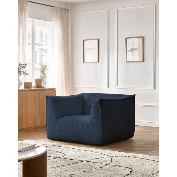 Tamno plava fotelja od bouclé tkanine Giorgia – Bobochic Paris-image-1