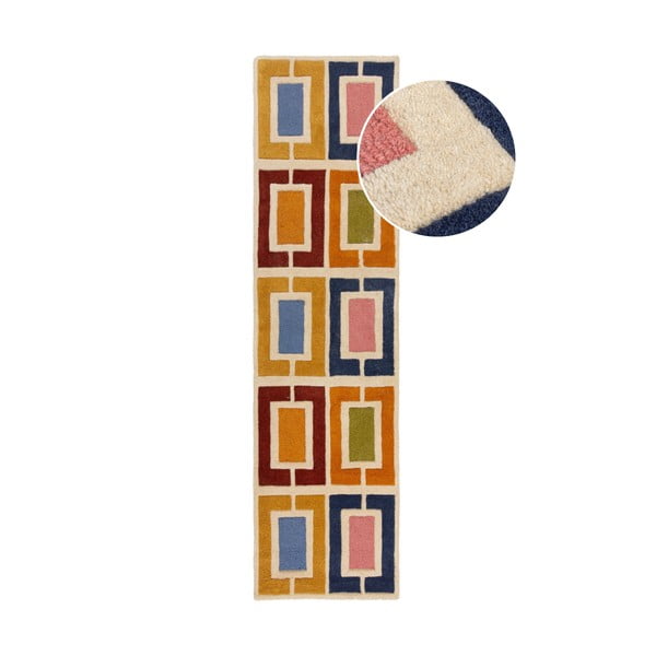 Ručno rađena vunena staza 60x230 cm Retro Blocks – Flair Rugs