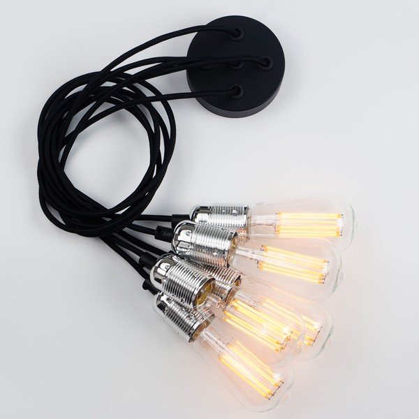 Petodijelna viseća lampa s detaljima u boji srebra Bulb Uno Attack-image-3