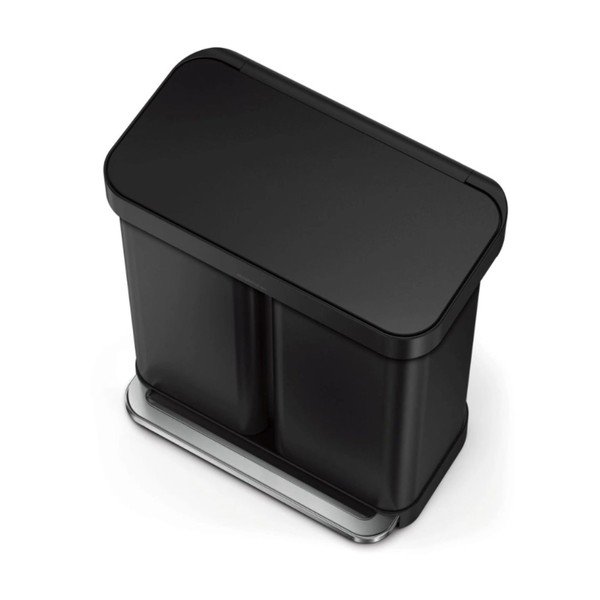 Mat crna željezna kanta za smeće 34+24 l za odvojeni otpad/s pedalom – simplehuman-image-4