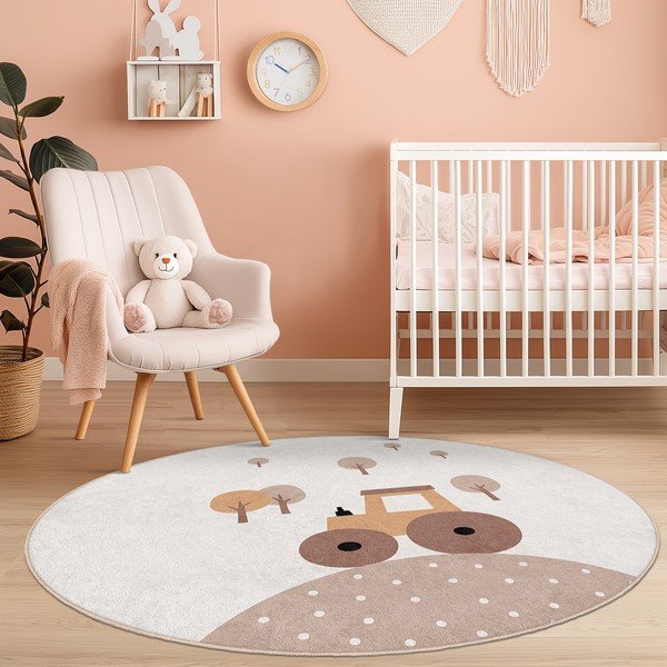 Bež periv dječji tepih ø150 cm Tractor World – Mila Home-image-3