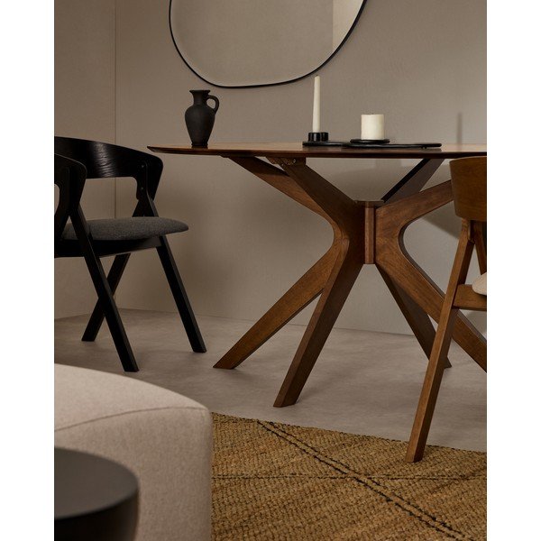 Okrugao blagovaonski stol s pločom stola u dekoru oraha ø 120 cm Naanim – Kave Home-image-2