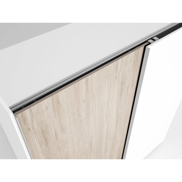 Bijeli ormar u dekoru hrasta s kliznim vratima 182x200 cm Sahara - Marckeric-image-3