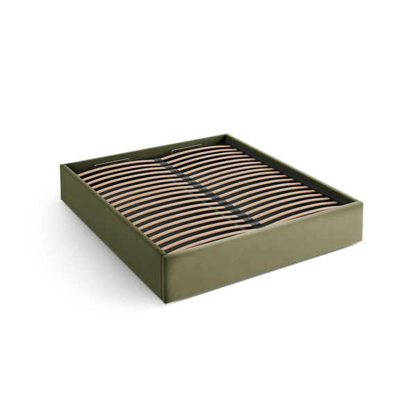 Zeleni tapecirani bračni krevet s prostorom za odlaganje/bez uzglavlja s podnicom 160x200 cm Susan – Micadoni 