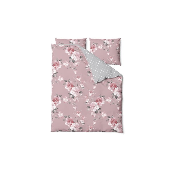 Ružičasta pamučna posteljina za bračni krevet Bonami Selection Belle, 160 x 220 cm